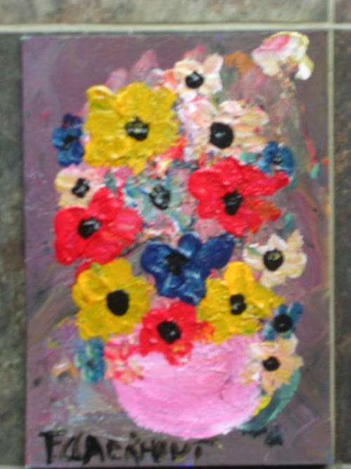 Flowers for Fathers day Claerhout original on cardboard Acrylic