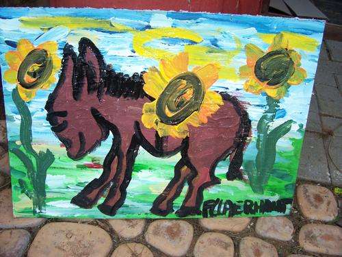 Wednesday special Claerhout original Acrylic Donkey on board 62x43cm