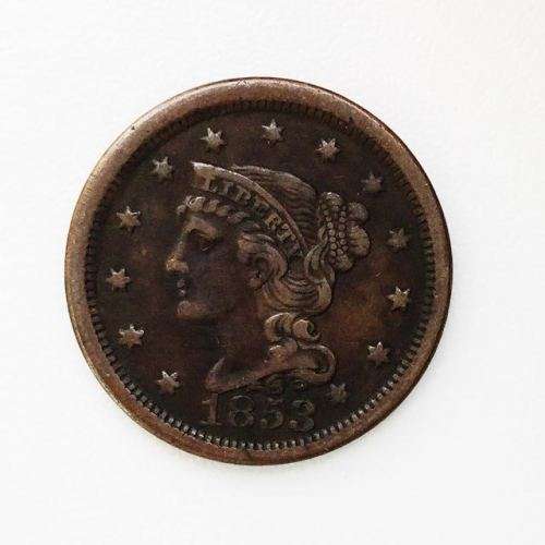 1853 USA 1 cent - braided hair