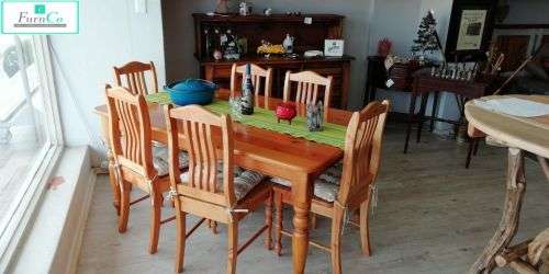 Oregon Pine &amp; Poplar Wood Dining Room Set 7 piece