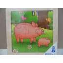 9 Piece Wooden Puzzle- PIG