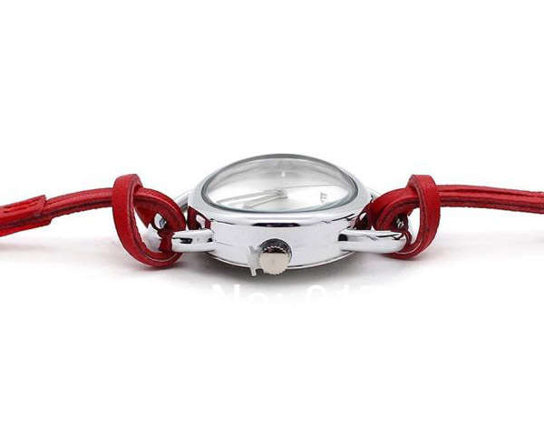 New Trend - Womens Thin Leather Watch - Red