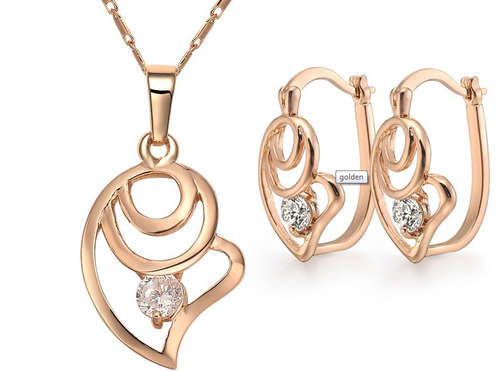 18K Rose Gold Plated Jewelry Set -  Earrings and Necklace