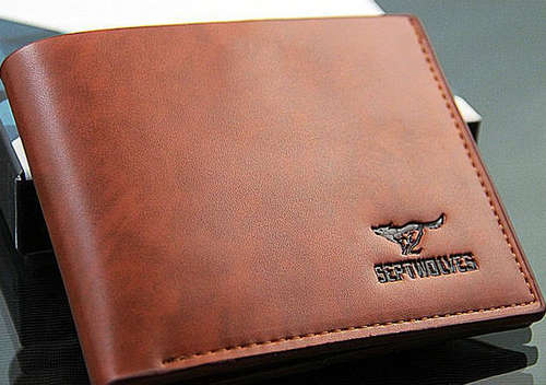 Gents 'Septwolves' Genuine Leather Wallet - Dark Brown