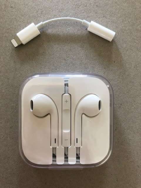 Apple earpods with headphone plug and lighting adaptor