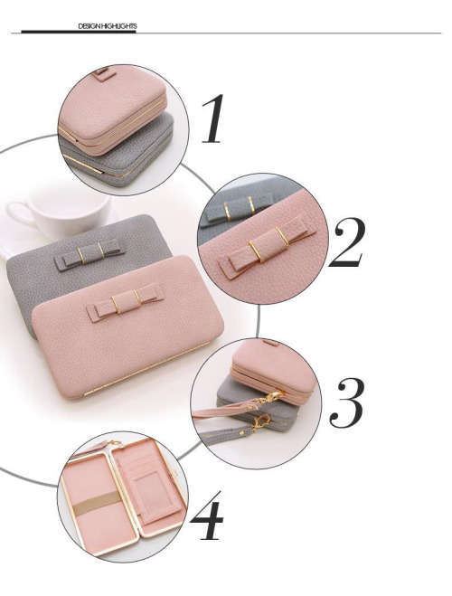3 In 1 - Purse Wallet, Small Clutch and Phone holder in Pink
