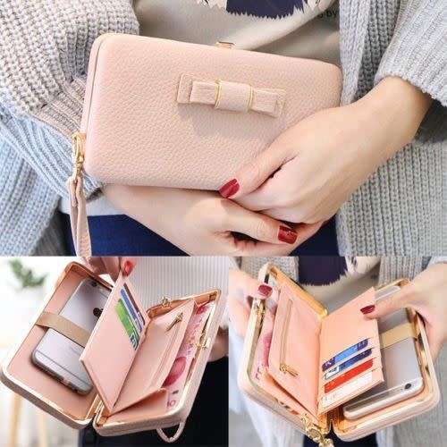 3 In 1 - Purse Wallet, Small Clutch and Phone holder in Pink