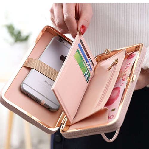 3 In 1 - Purse Wallet, Small Clutch and Phone holder in Pink