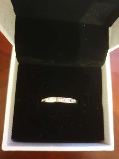 White gold baguette cut diamond ring