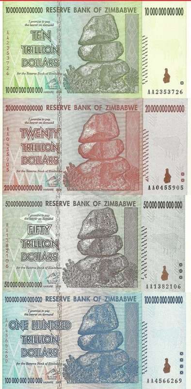 ZIMBABWE FULL SET TRILLION SERIES UNC