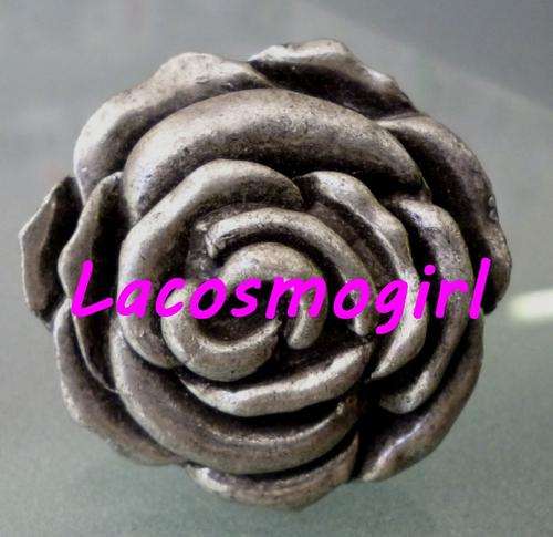 TIBETAN SILVER LARGE ROSE RING- ADJUSTABLE BAND
