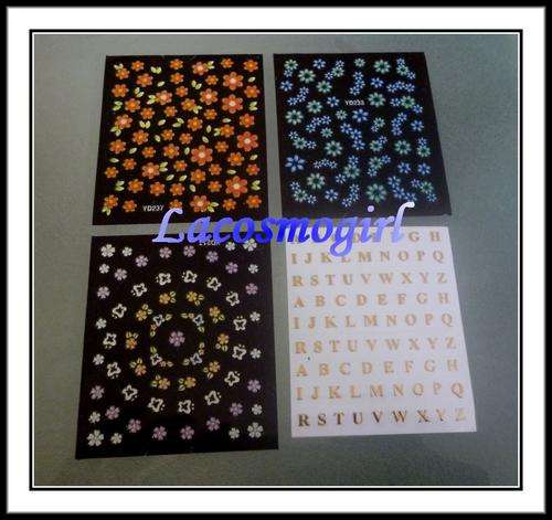 CRAZZZY R1 AUCTION - 4 DESIGNS OF 3D NAIL ART STICKERS