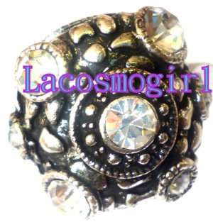 diamante tibetan silver ring - Size 18