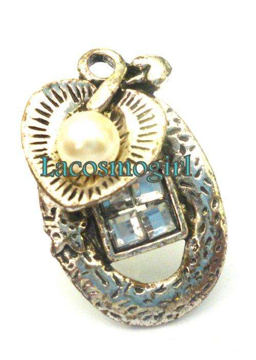 diamante tibetan silver ring - adjustable band