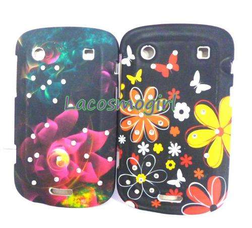 BLACKBERRY 9900 / 9930 PRETTY FLORAL PRINT COVER WITH RHINESTONES