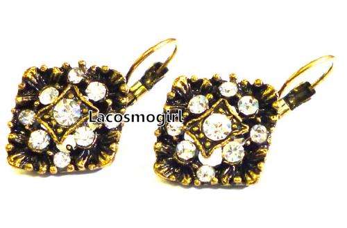 ANTIQUE EARRINGS ENCRUSTED WHITH RHINESTONES - 12mm