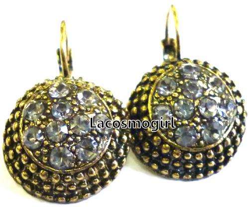 ANTIQUE EARRINGS ENCRUSTED WHITH RHINESTONES - 16mm