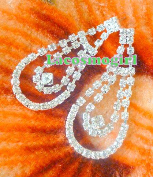 Chic Bulb Shape Diamante Earrings - 6cm length