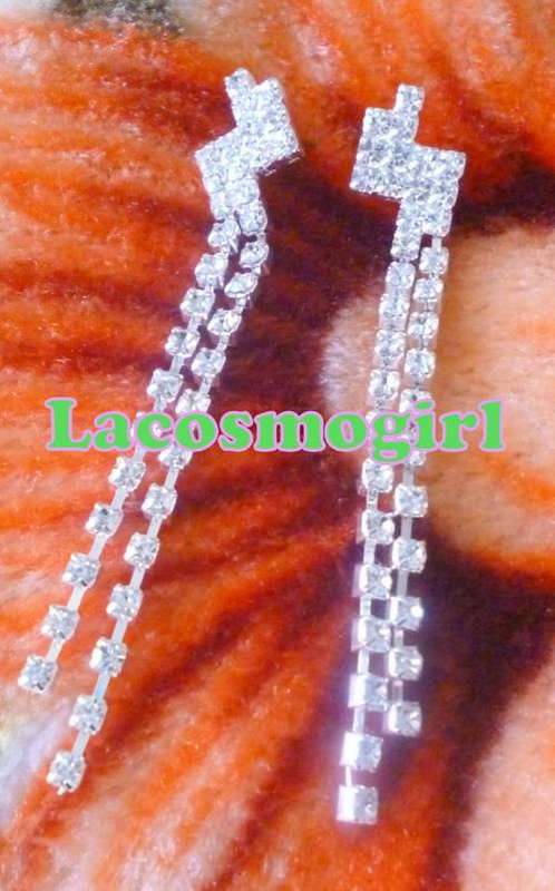 Chic Diamante Earrings - 8cm length