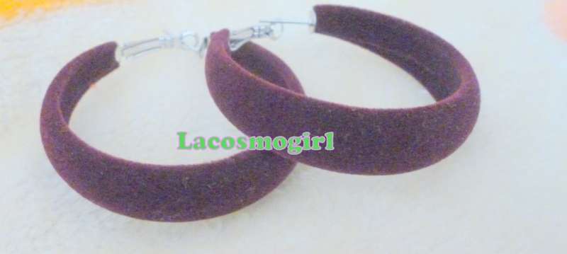 New Arrivals - Spring & Summer Range - Pretty Maroon Velvet Hoop Earring - 4.5cm