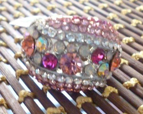 Simulated diamante's tibetan silver ring - Size 18