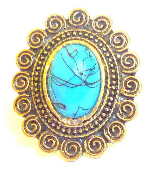 Pretty antique ring with an opal bead in a gift box - adjustable band