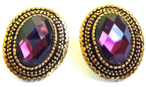 XMAS SALE - Antique Self Print Earrings with a stunning Stone - 24mm X 20mm