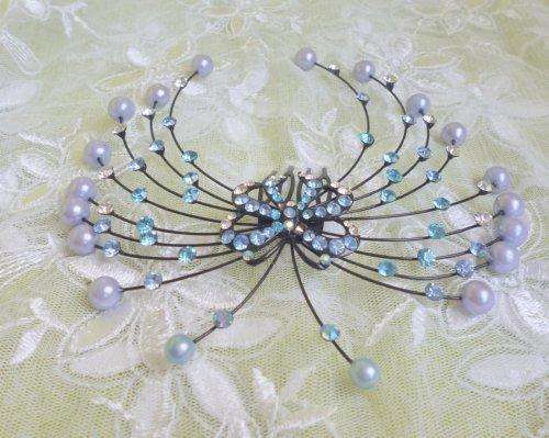 BRIDAL & PROM RANGE - stunning diamante & pearls hair comb - 13cm X 13cm