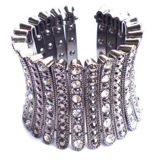 50mm wide Cleopatra Style Pewter Bracelet with Diamantes