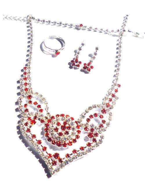 5 Piece DIAMANTE NECKLACE SET - Necklace, earrings, handchain, ring