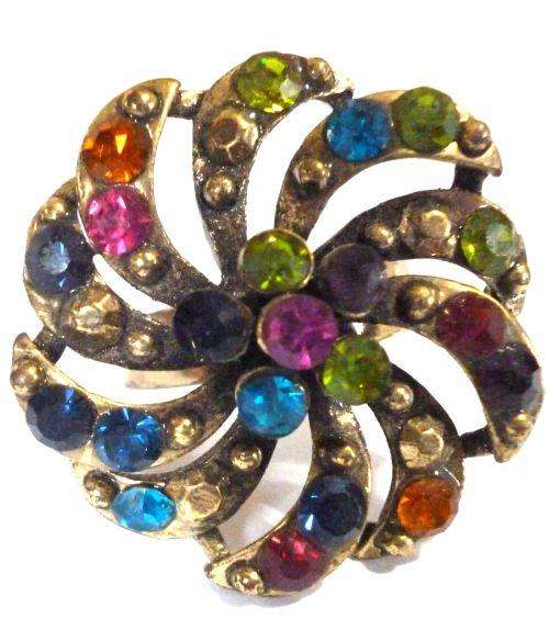 diamante antique ring - adjustable band