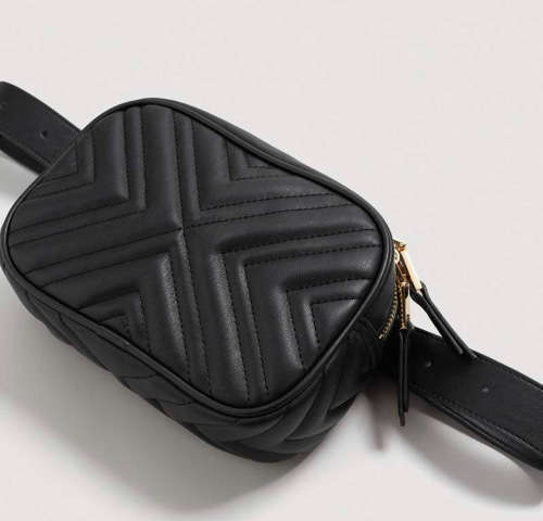 MANGO Quilted Belt Bag - Black