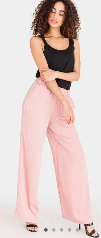 Edit Collection Wide Leg Satin Pants Pale Pink - Size 36