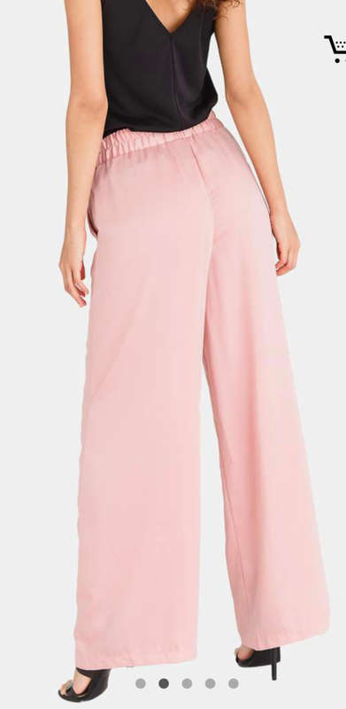 Edit Collection Wide Leg Satin Pants Pale Pink - Size 36
