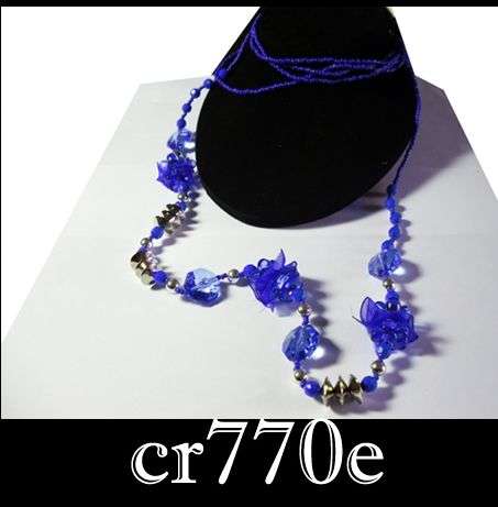ROYAL BLUE LONGER LENGTH BEAD NECKLACE