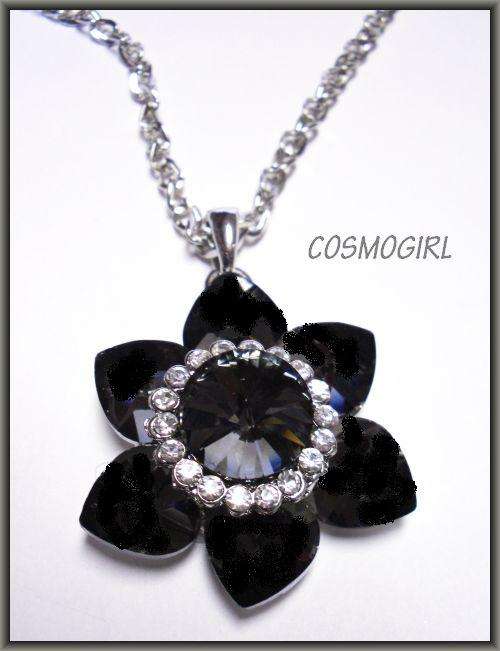 Totally irresistible crystal flower pendant with diamantes on a silver chain