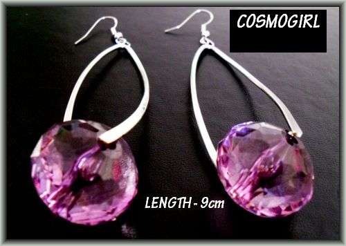 CRAZZZY R1 AUCTION - Stunning Long Drop Earrings with large crystal bead - 9cm