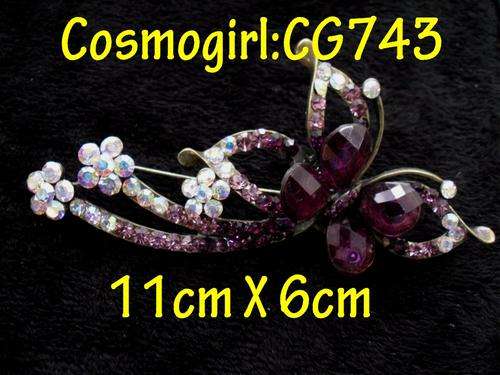 CRAZZZY R1 AUCTION -  RHINESTONE & DIAMANTE BROOCHE - 11cm X 6cm