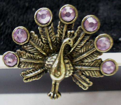 CRAZZZY R1 AUCTION - PEACOCK ANTIQUE RHINESTONE RING - ADJUSTABLE SIZE