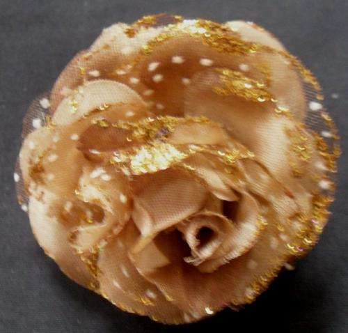 CRAZZZY R1 AUCTION - FABRIC & GLITTER LARGE ROSE RING - ADJUSTABLE SIZE