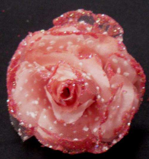 CRAZZZY R1 AUCTION - FABRIC & GLITTER LARGE ROSE RING - ADJUSTABLE SIZE