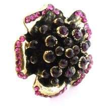 CRAZZZY R1 AUCTION - LARGE RHINESTONE ANTIQUE RING - ADJUSTABLE BAND