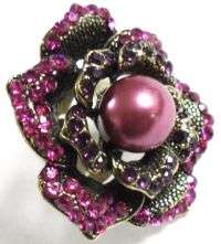 CRAZZZY R1 AUCTION - LARGE RHINESTONE ANTIQUE RING - ADJUSTABLE BAND