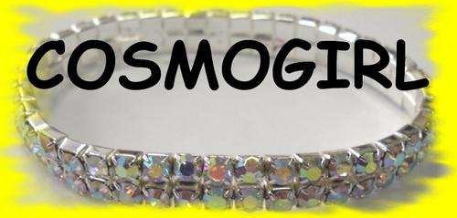 CRAZZZY R1 AUCTION - 2 ROW DIAMANTE STRETCH BRACELET - MOTHER OF PEARL