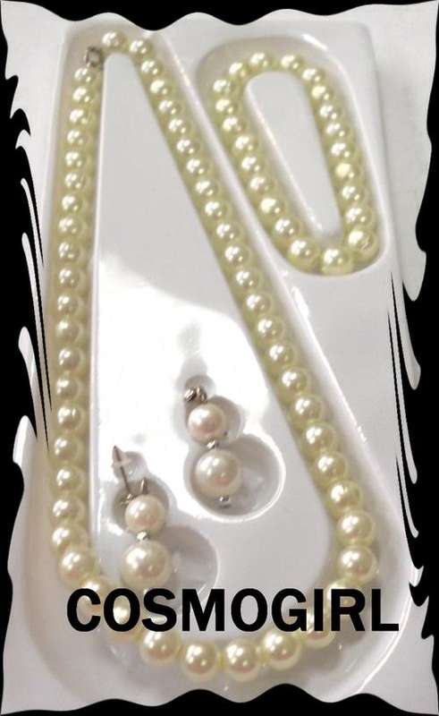 CRAZZZY R1 AUCTION - PEARL BEAD JEWELLERY SET - NECKLACE, BRACELET & EARRINGS