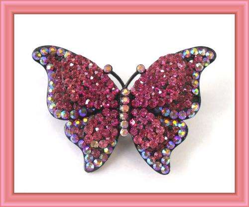 FREE SHIPPING - BUTTERFLY DIAMANTE BROOCHE - 7cm X 5cm