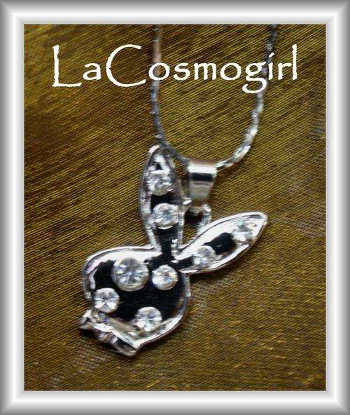 CRAZZZY R1 AUCTION - diamante PLAYBOY pendant on a silver costume necklace