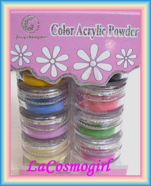 FREE SHIPPING - set of 8 colour acryllic powder kit - get the perfect nails for summer