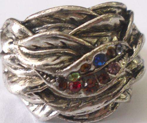 CRAZZZY R1 AUCTION - TIBETAN SILVER RING WITH DIAMANTES - ADJUSTABLE BAND