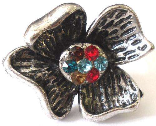 CRAZZZY R1 AUCTION - TIBETAN SILVER RING WITH DIAMANTES - ADJUSTABLE BAND